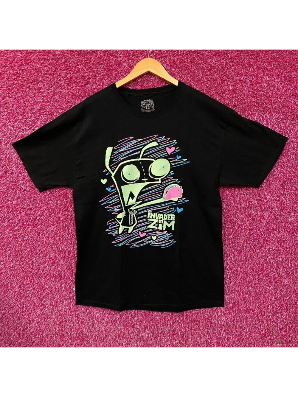 Invader Zim GIR Neon Scribble Graphic T-Shirt XL